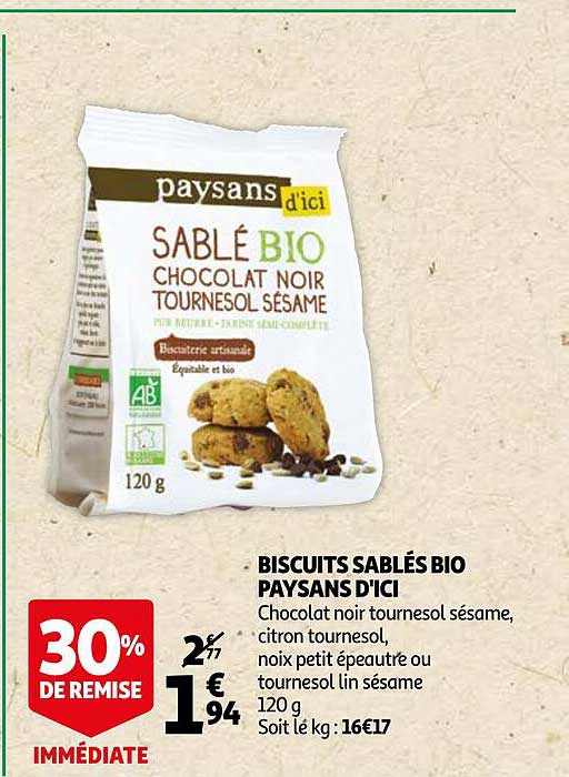 biscuits sablés bio paysans d'ici