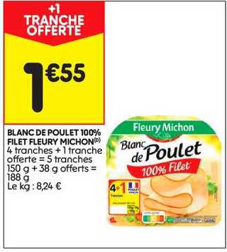 blanc de poulet 100% filet fleury michon