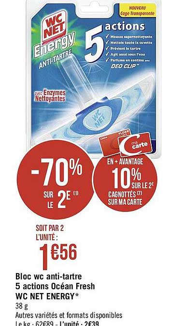 Bloc Wc Anti-tartre 5 Actions Océan Fresh Wc Net Energy