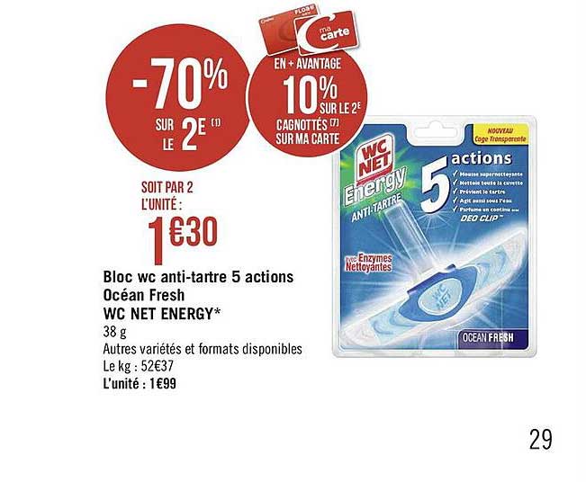 bloc wc anti-tartre 5 actions océan fresh wc net energy