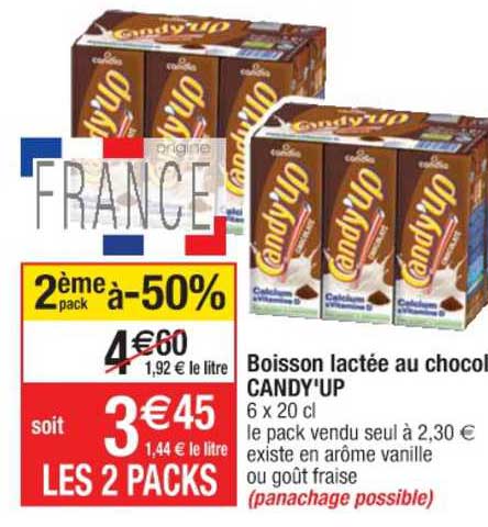 boisson lactée au chocolat  candy'up candia
