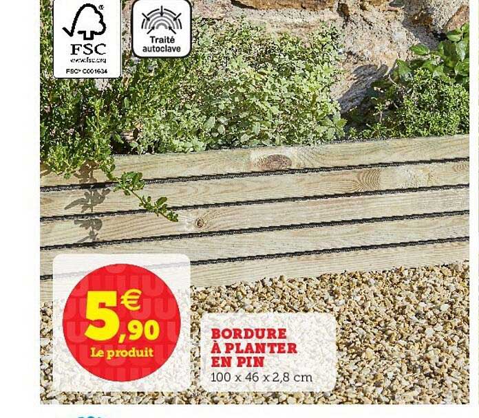 bordure à planter en pin