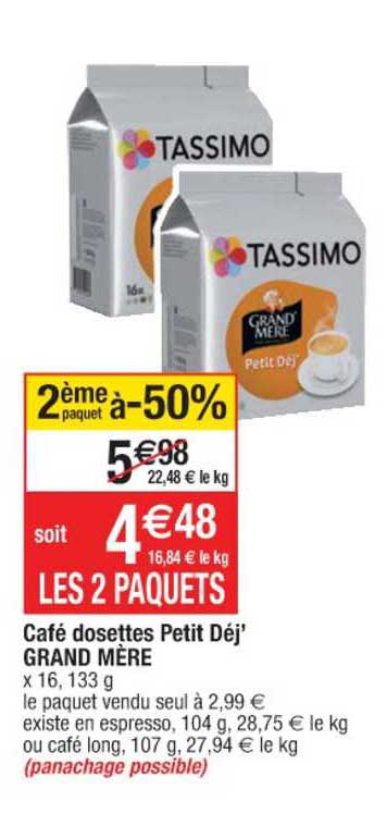 café dosettes petit déj' grand mère