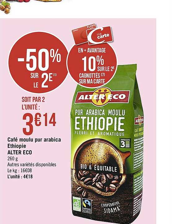 café moulu pur arabica ethiopie alter eco
