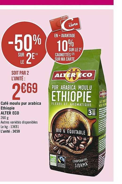 café moulu pur arabica ethiopie alter eco