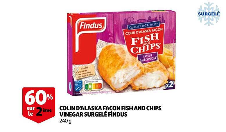 colin d'alaska façon fish and chips vinegar surgelé findus