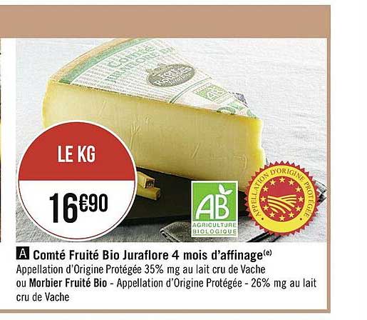 comté fruité bio juraflore 4 mois d'affinage