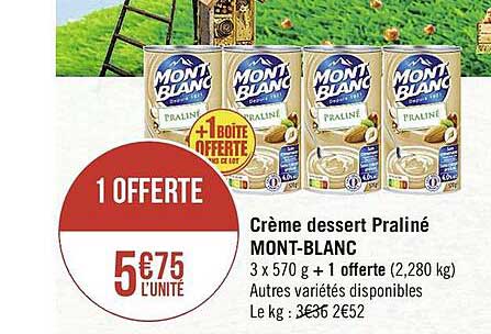 crème dessert praliné mont-blanc