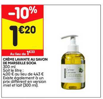 crème lavante au savon de marseille sooa