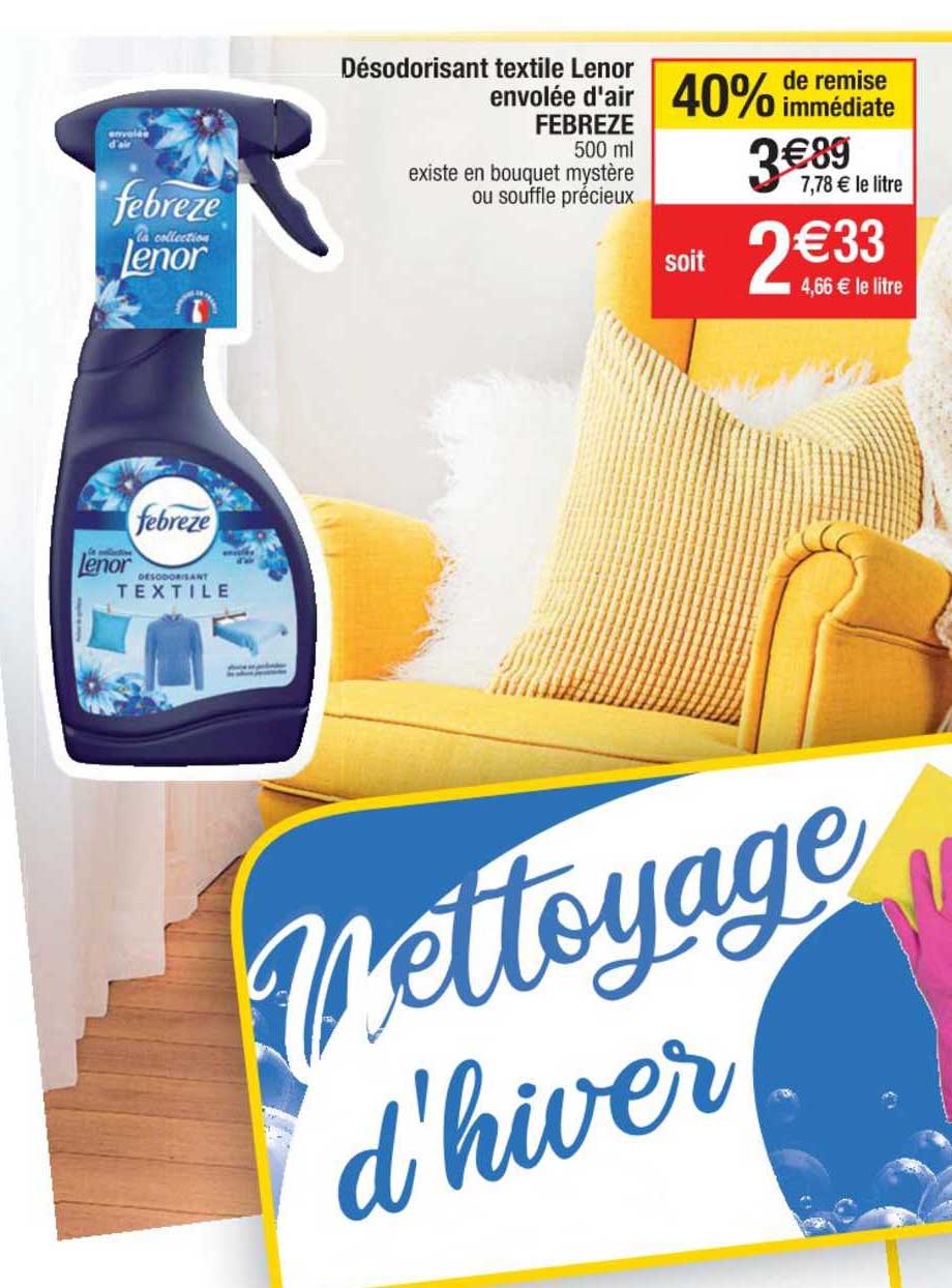 désodorisant textile lenor envolée d'air febreze