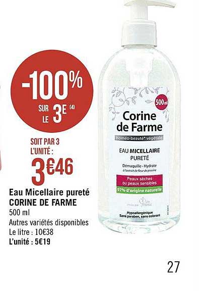 eau micellaire pureté corine de farme