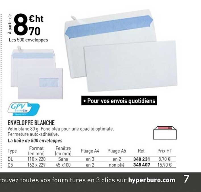 Enveloppe Blanche Gpv