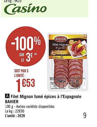 Filet Mignon Fumé épices à L'espagnole Bahier