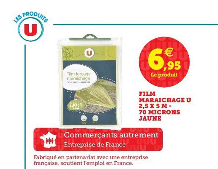 Film Maraichage U 2,5 X 5 M - 70 Microns Jaune