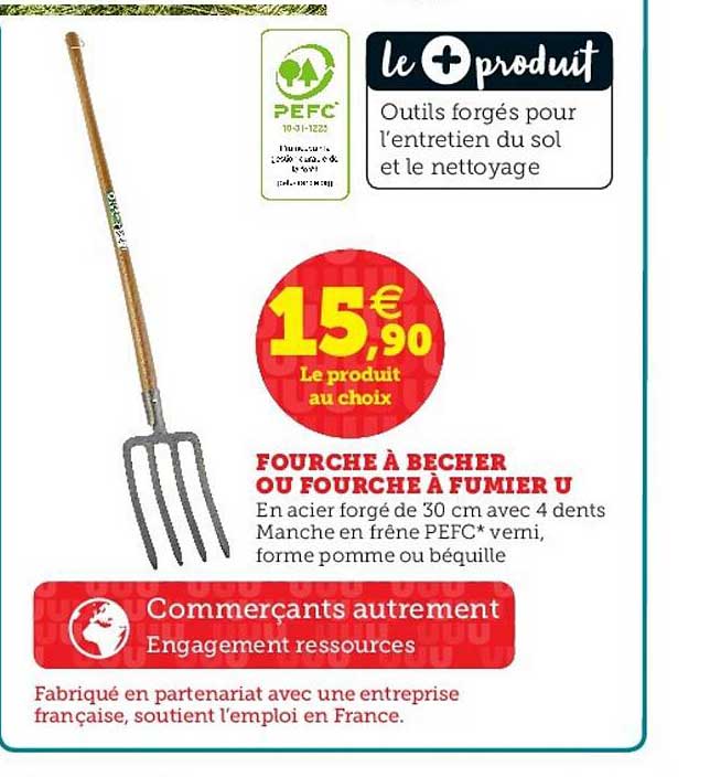 fourche à bécher ou fourche à fumier u