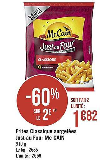 frites classique surgelées just au four mc cain