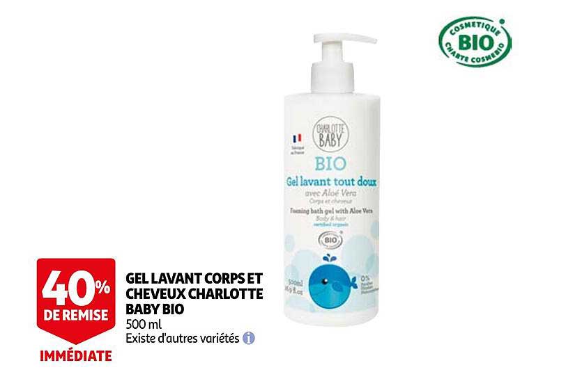 gel lavant corps et cheveux charlotte baby bio