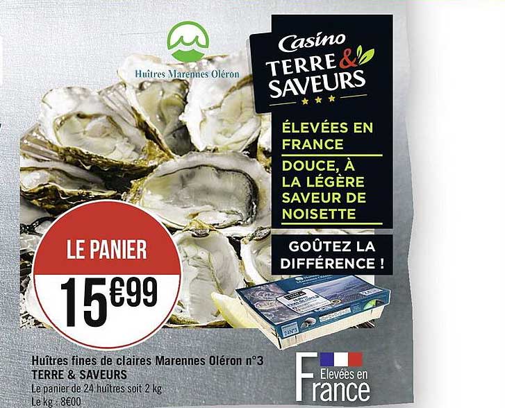 Huîtres Fines De Claires Marennes Oléron N°3 Terre & Saveurs