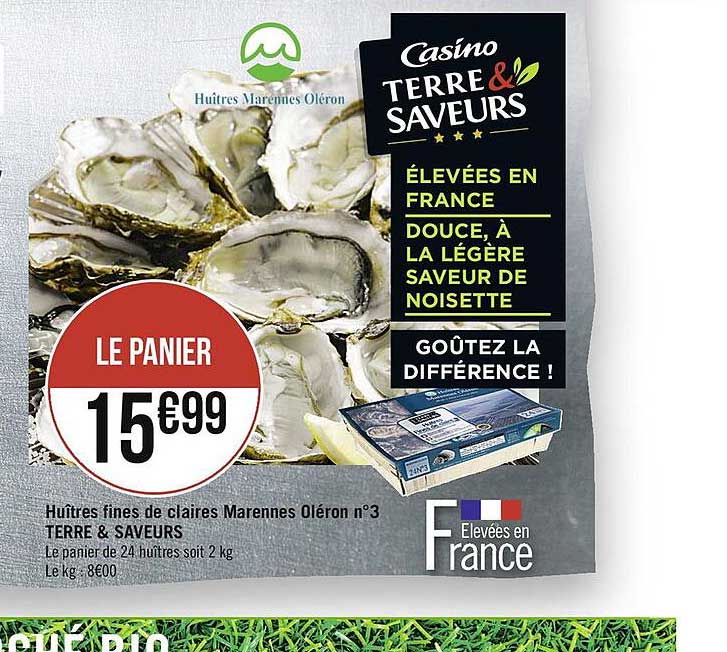 huîtres fines de claires marennes oléron n°3 terre & saveurs