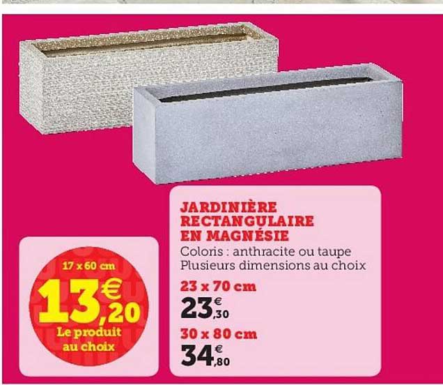 jardinière rectangulaire en magnésie