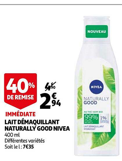 lait démaquillant naturally good nivea