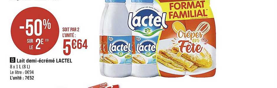 lait demi-écrémé lactel