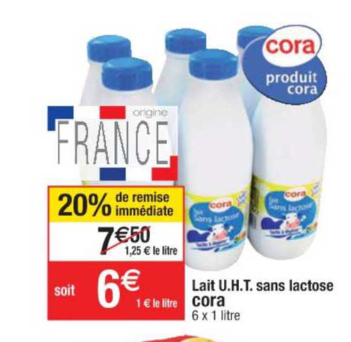 lait u.h.t. sans lactose cora