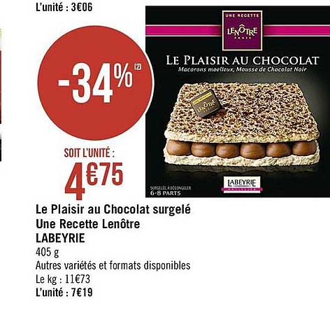 le plaisir au chocolat surgelé une recette lenôtre labeyrie