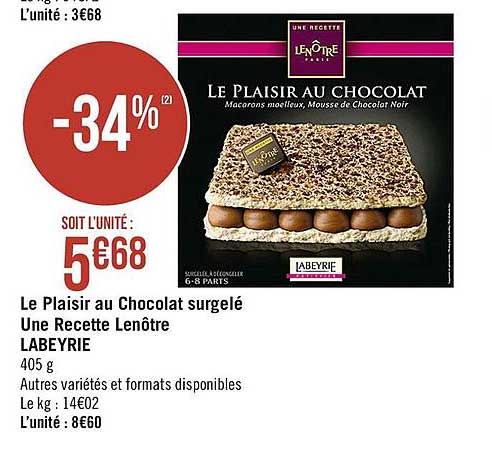 le plaisir au chocolat surgelé une recette lenôtre labeyrie