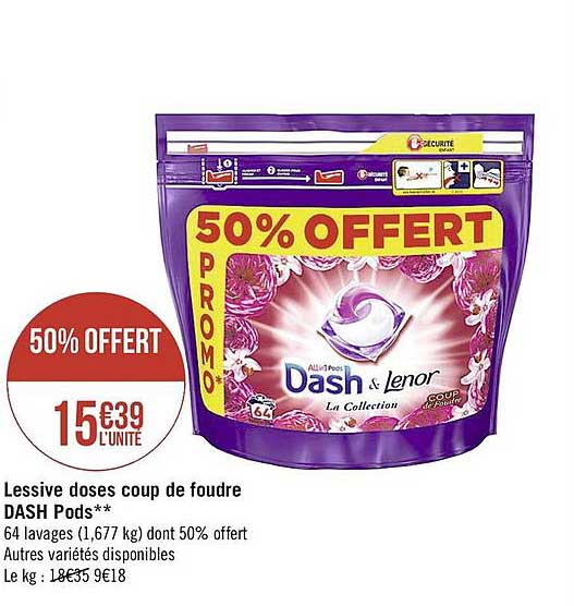 lessive doses coup de foudre dash pods