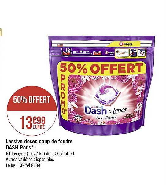 lessive doses coup de foudre dash pods