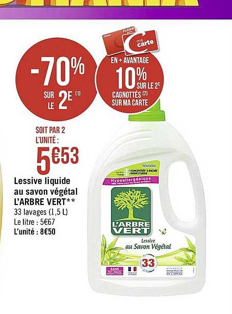 lessive liquide au savon végétal l'arbre vert