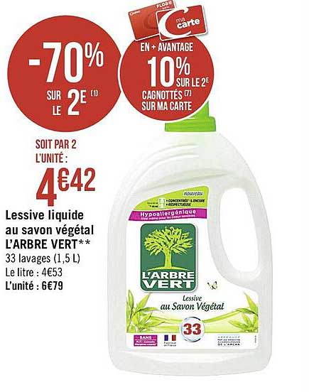 lessive liquide au savon végétal l'arbre vert