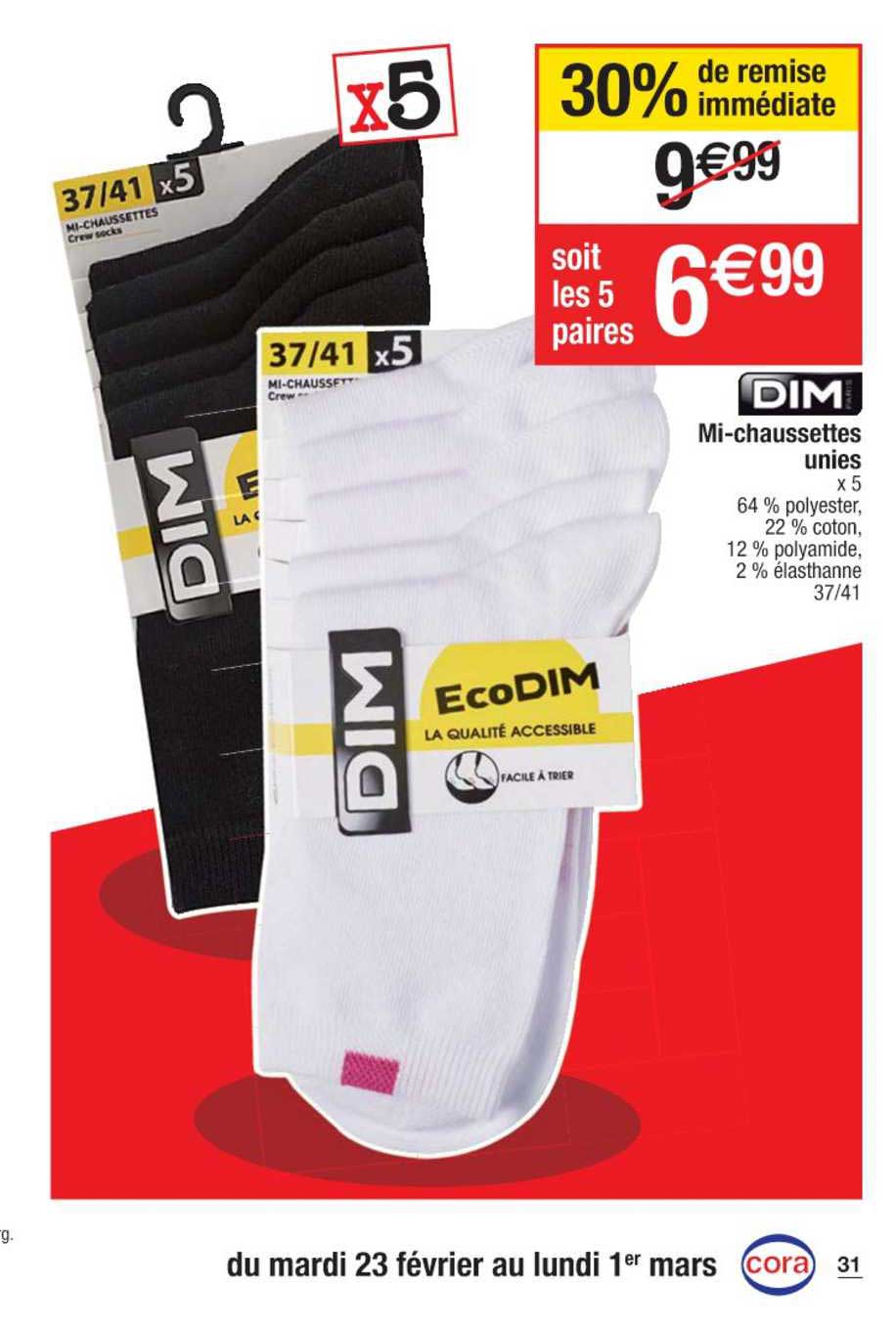 mi-chaussettes unies dim