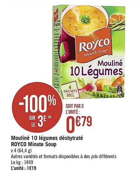 mouliné 10 légumes déshydraté royco minute soup