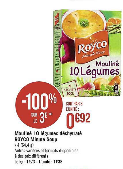 mouliné 10 légumes déshydraté royco minute soup