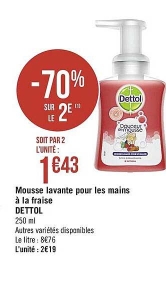 mousse lavante pour les mains à la fraise dettol
