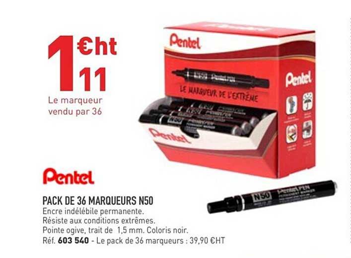 pack de 36 marqueurs n50 pentel
