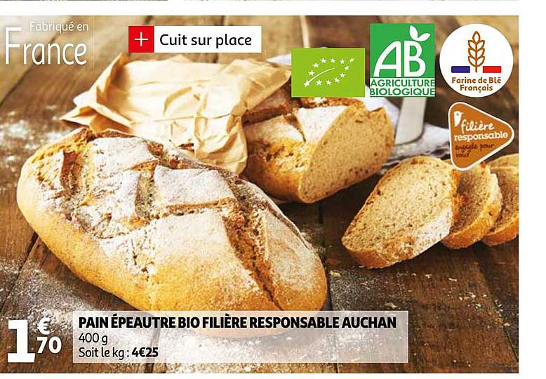 Pain épeautre Bio Filière Responsable Auchan