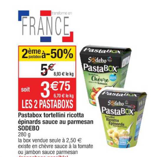 Pastabox Tortellini Ricotta épinards Sauce Au Parmesan Sodebo
