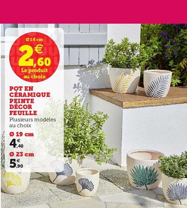 pot en céramique peinte décor feuille