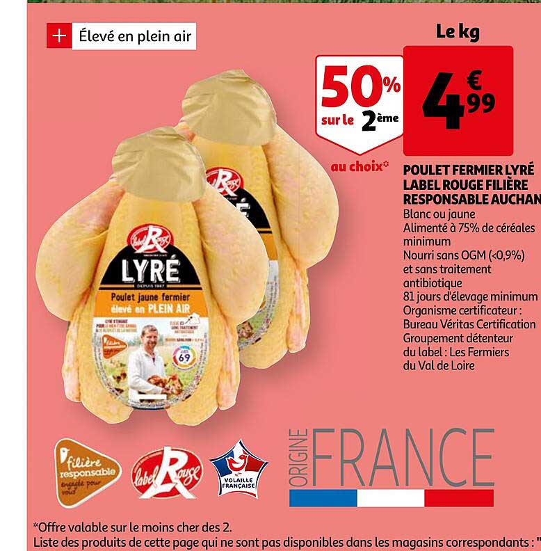 poulet fermier lyré label rouge filière responsable auchan