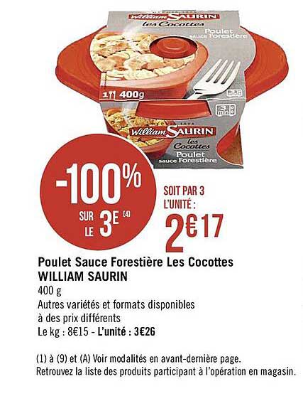 poulet sauce forestière les cocottes william saurin