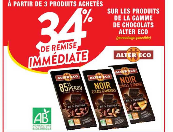 produits de la gamme de chocolats alter eco