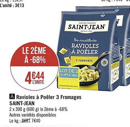 ravioles à poêler 3 fromages saint-jean