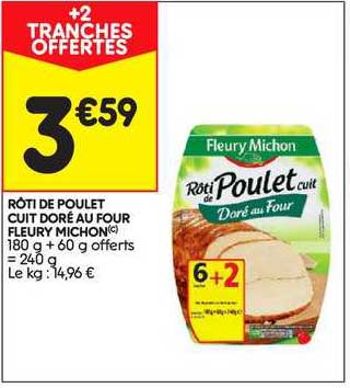 rôti de poulet cuit doré au four fleury michon