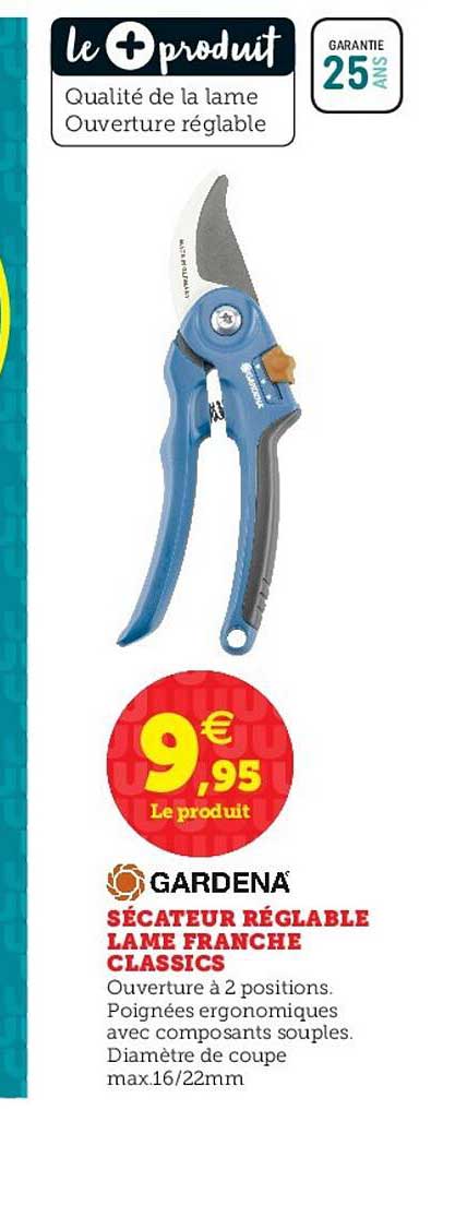 sécateur réglable lame franche classics gardena