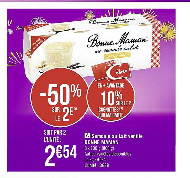 semoule au lait vanille bonne maman