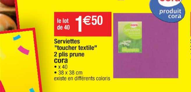 serviettes "toucher textile" 2 plis prune cora