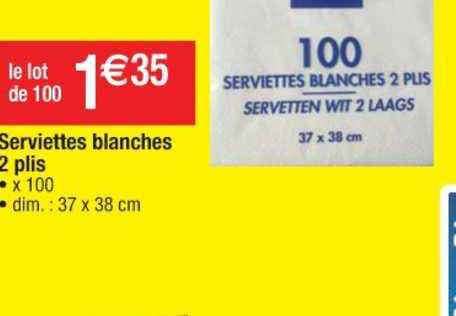 serviettes blanches 2 plis